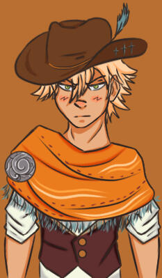 Half body of cowboy hero Quint